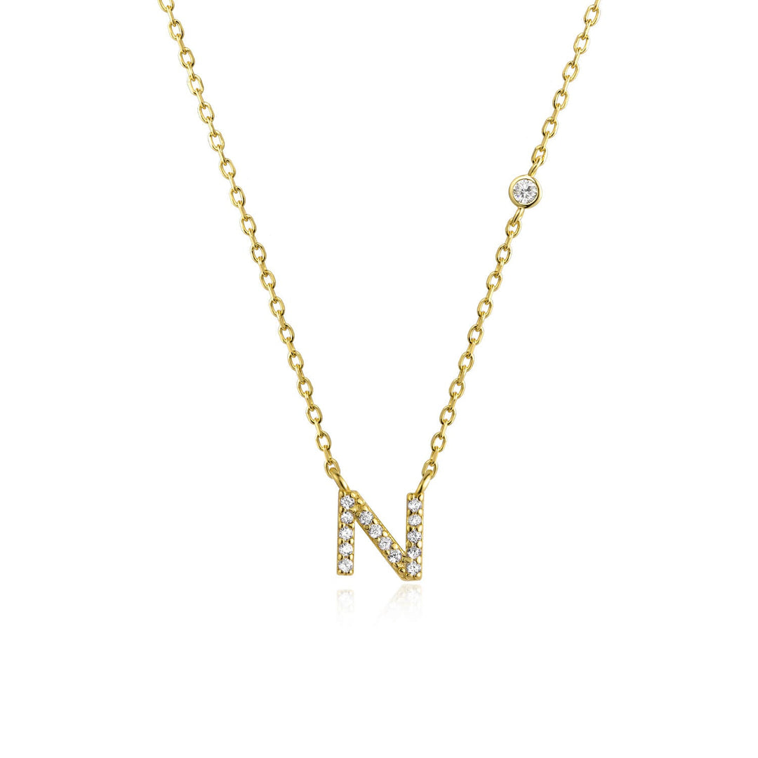 Stone Letter Necklace - Gold