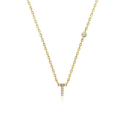 Stone Letter Necklace - Gold