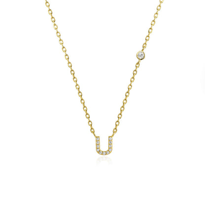 Stone Letter Necklace - Gold