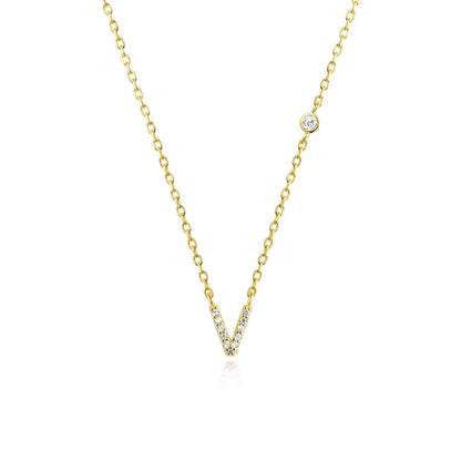 Stone Letter Necklace - Gold