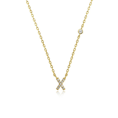 Stone Letter Necklace - Gold