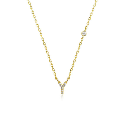 Stone Letter Necklace - Gold