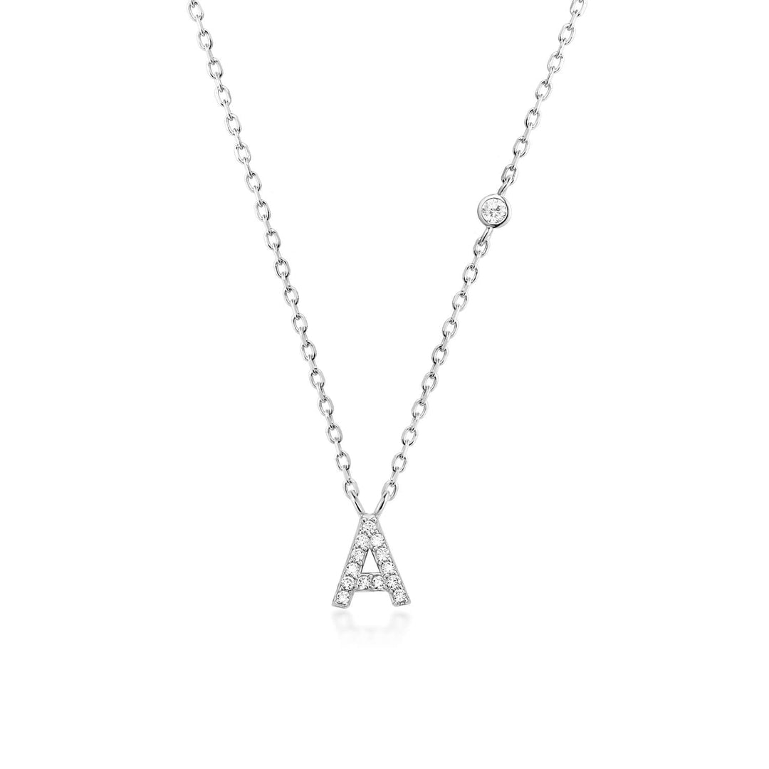 Stone Letter Necklace - Silver