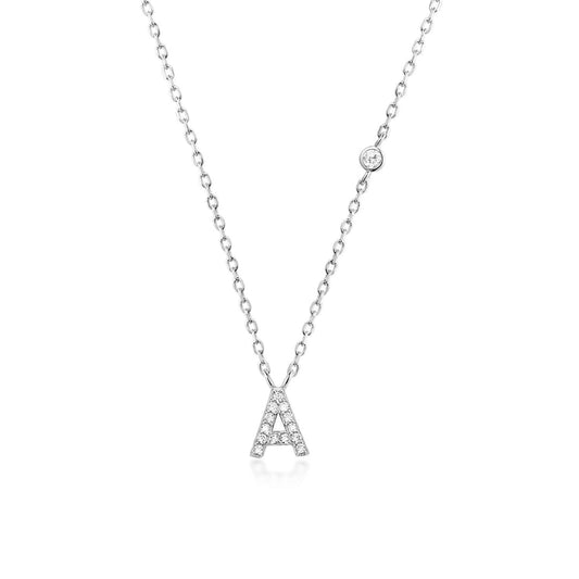 Stone Letter Necklace - Silver