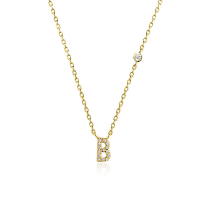 Stone Letter Necklace - Gold