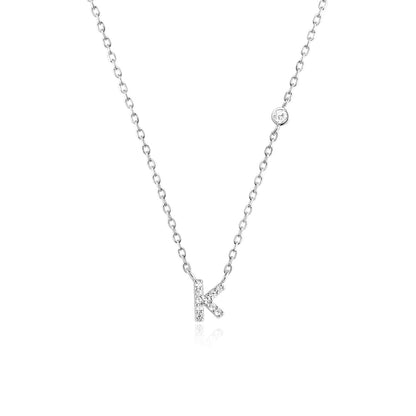 Stone Letter Necklace - Silver