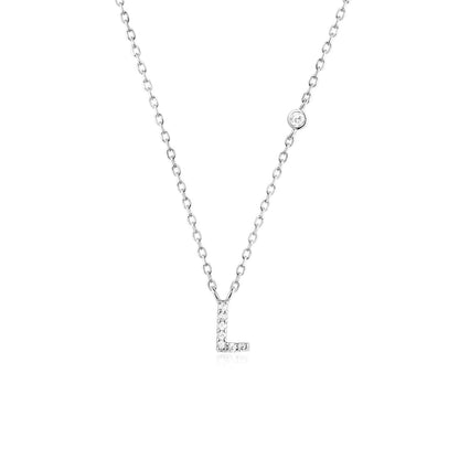 Stone Letter Necklace - Silver