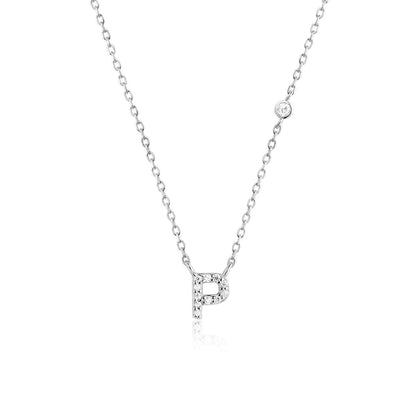 Stone Letter Necklace - Silver