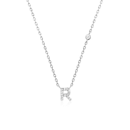 Stone Letter Necklace - Silver