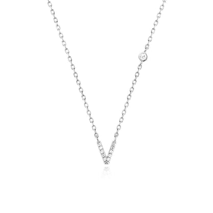 Stone Letter Necklace - Silver