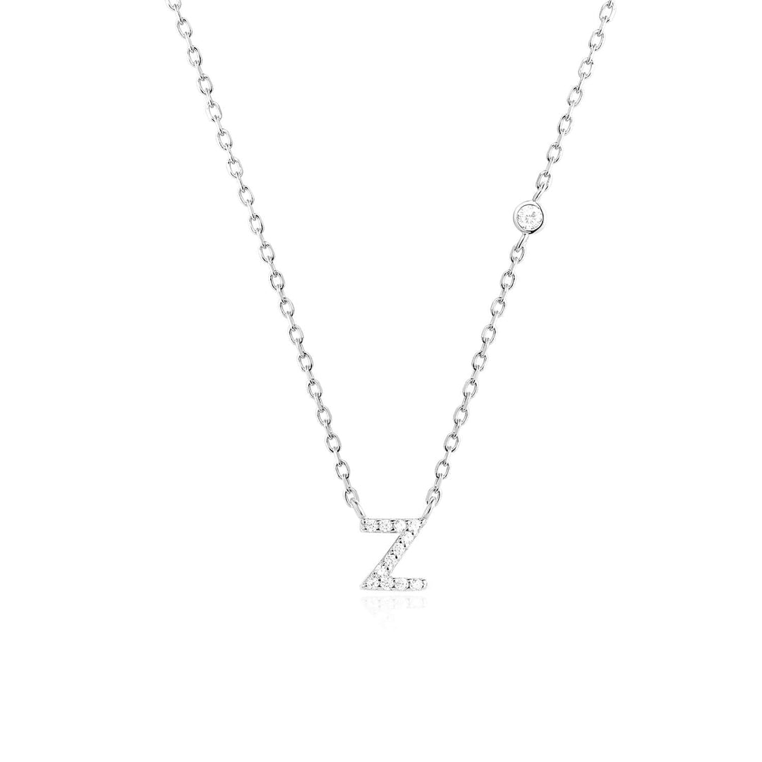 Stone Letter Necklace - Silver