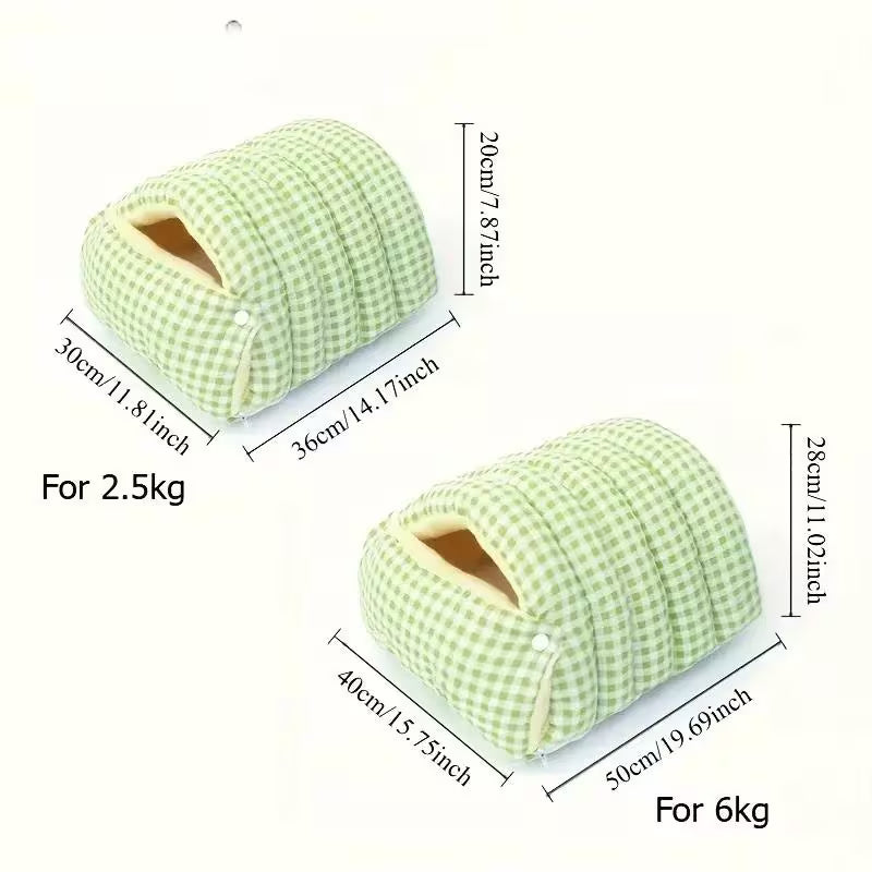 Warm, Detachable & Scratch-Resistant Gingham Pet House Bed QH7