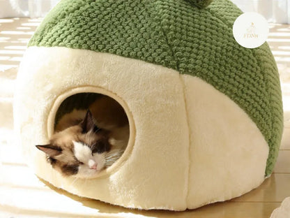 Cute Frog Hooded Cat Bed Pet House Bed QH2