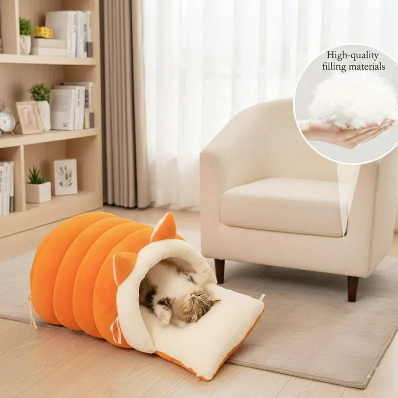 Warm Soft Sleeping Nest Cat Ear Pet House Bed QH3