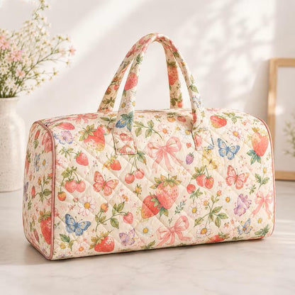 Strawberries Farm Quilted Duffle Bag CELD38
