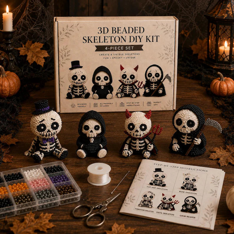 3D Beaded Halloween Spooky Skeleton DIY Kit – DIY Craft Kit