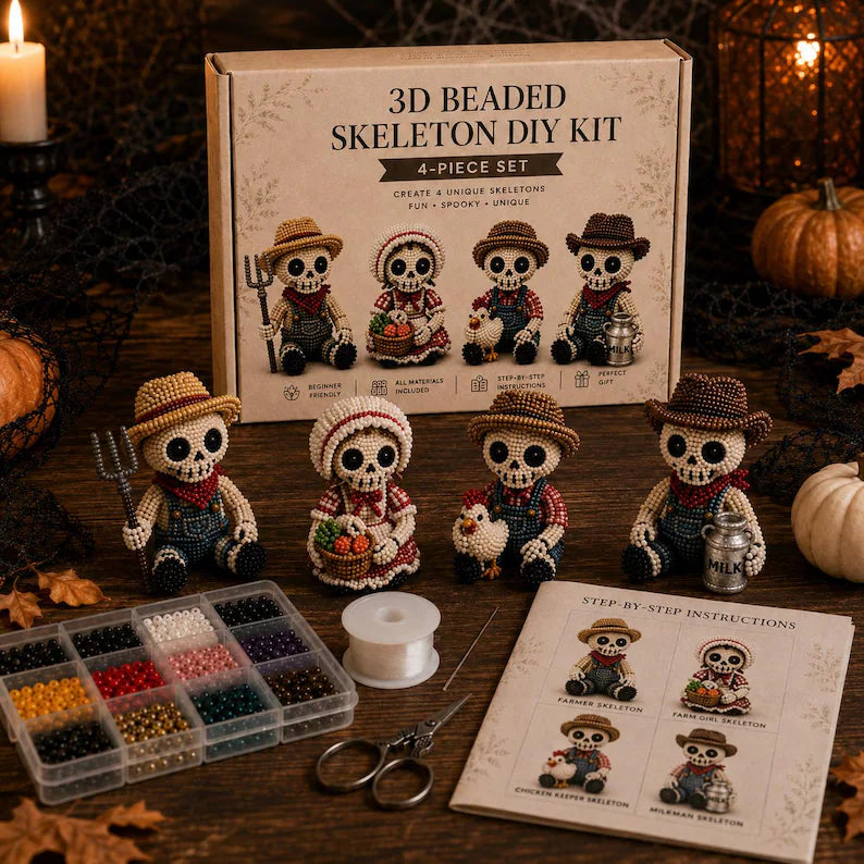 3D Beaded Halloween Spooky Skeleton DIY Kit – DIY Craft Kit