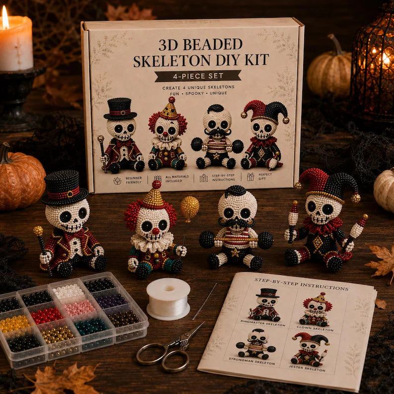 3D Beaded Halloween Spooky Skeleton DIY Kit – DIY Craft Kit