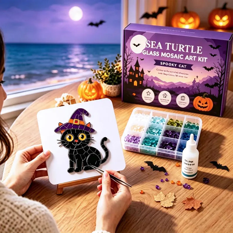 DIY Halloween Sea Glass Mosaic Craft Kit – Spooky Fall Decor