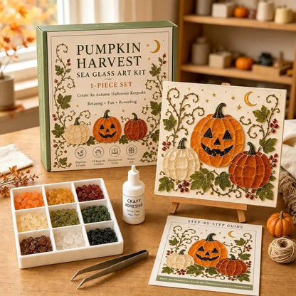 DIY Midnight Witch Sea Glass Mosaic Art Kit, Cozy Halloween Fall Decor