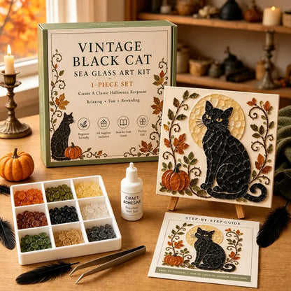 DIY Midnight Witch Sea Glass Mosaic Art Kit, Cozy Halloween Fall Decor