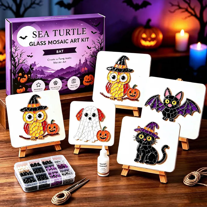 DIY Halloween Sea Glass Mosaic Craft Kit – Spooky Fall Decor
