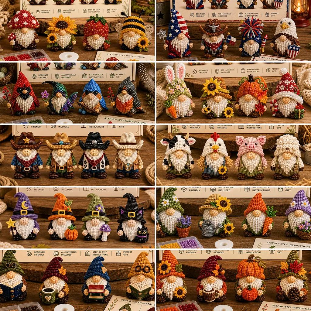 3D Beaded Gnome DIY Craft Kit - The Cozy Miniature World Series