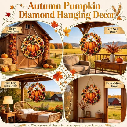 DIY Pumpkin Diamond Art Wreath Kit - Halloween Acrylic Door Hanging Decoration