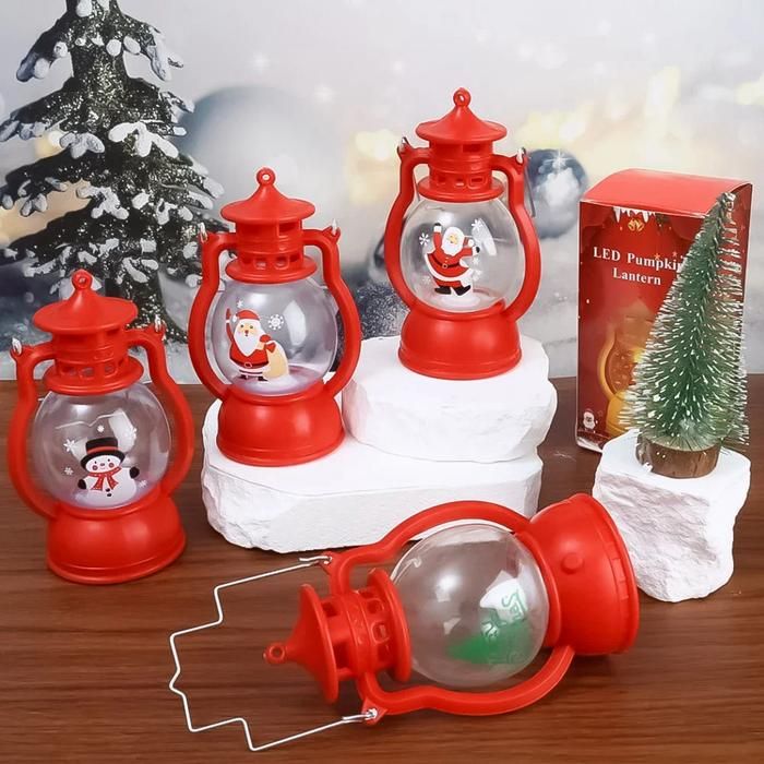 Portable LED Red Christmas Tree Lantern Indoor Decor LD68
